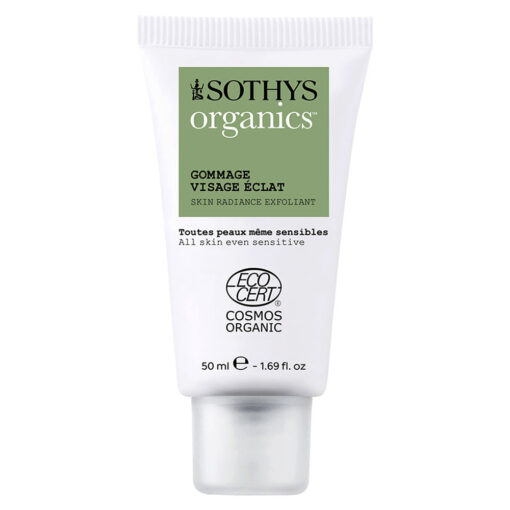 De Sothys Organics Gommage Visage Éclat , is een gezichts- en lipscrub met frambozenpitten en camargue rijstkorrel die de huid exfolieert met respect voor eventuele gevoeligheid.