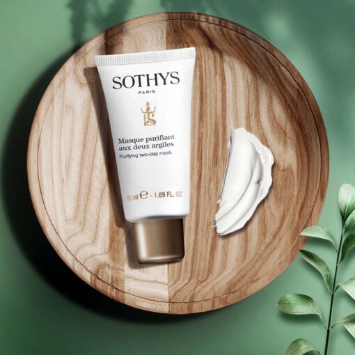 Sothys two clay mask zuiverend en verzachtend makser absorbeert onzuiverheden en overtollig talg, vernauwt verwijde poriën en zorgt ervoor dat puistjes uitdrogen